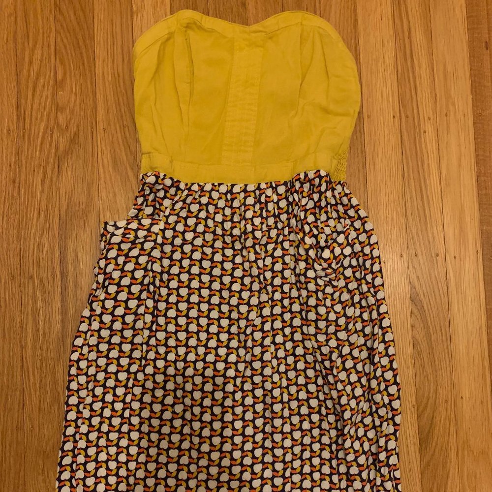 xhilaration Yellow Strapless Apple Print Dress - sz Small